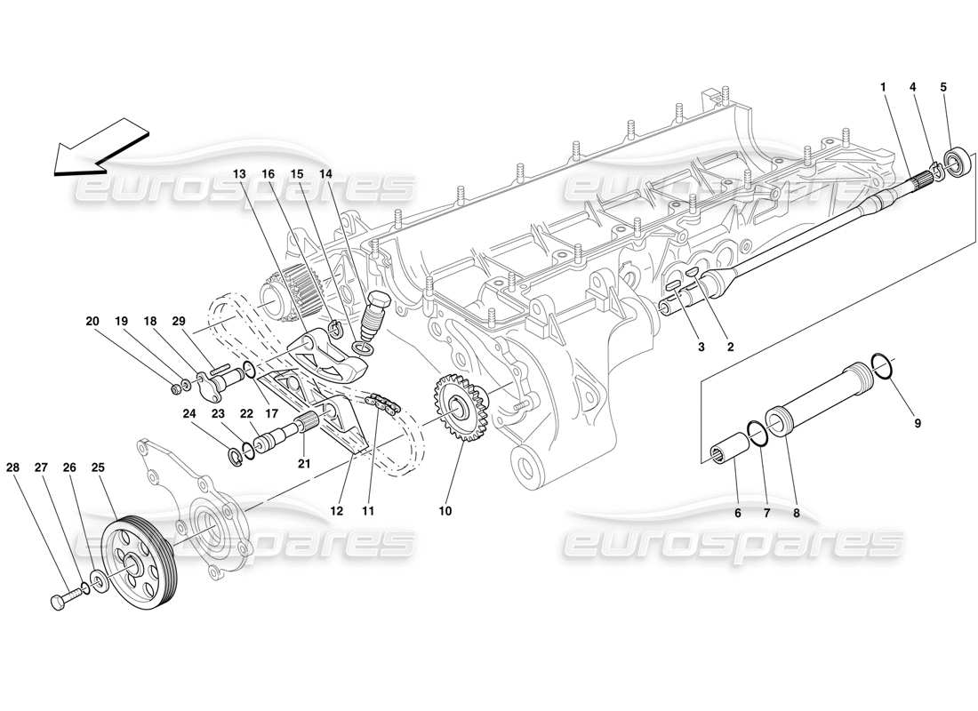 ferrari f50 bomba de aceite-agua - controles diagrama de piezas