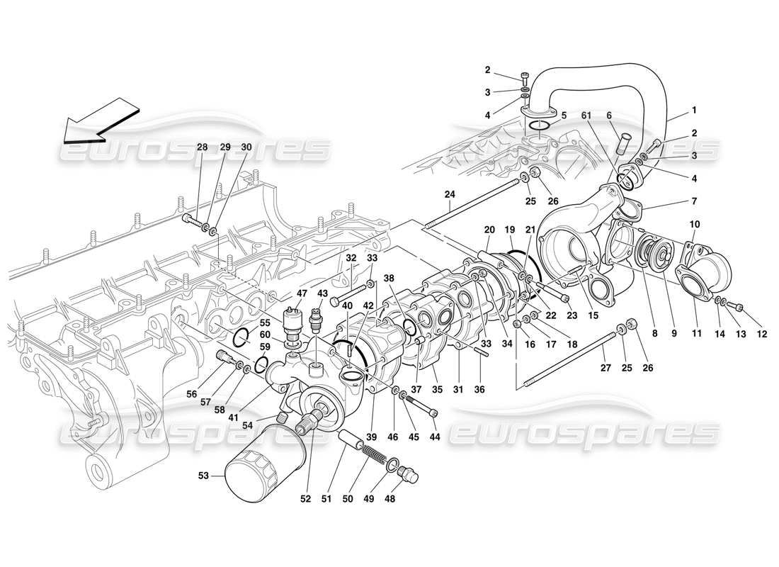 ferrari f50 bomba aceite-agua - cuerpo y accesorios diagrama de piezas