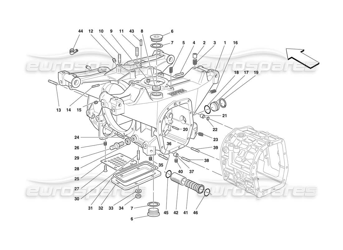 ferrari f50 cajas de cambios-carcasa del diferencial diagrama de piezas