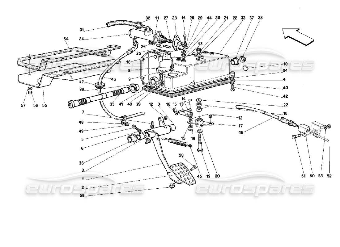 ferrari 512 m control de liberación del embrague -no para gd- diagrama de piezas