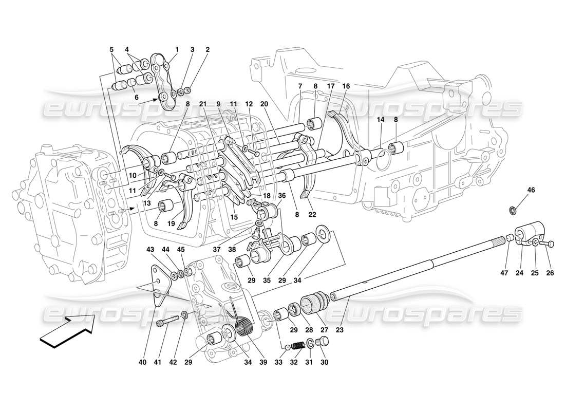 ferrari f50 inner gearbox controls diagrama de piezas