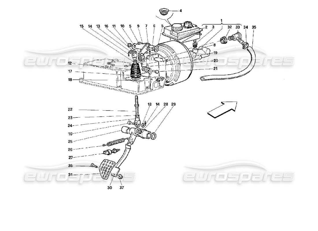 ferrari 512 m sistema hidráulico de freno -válido para gd- diagrama de piezas