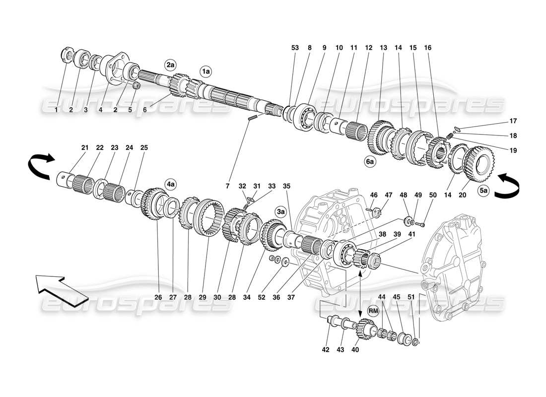 FERRARI F50 EJE PRINCIPAL DE LA CAJA DE CAMBIOS DIAGRAMA DE PIEZAS ferrari f50 eje principal de la caja de cambios diagrama de piezas