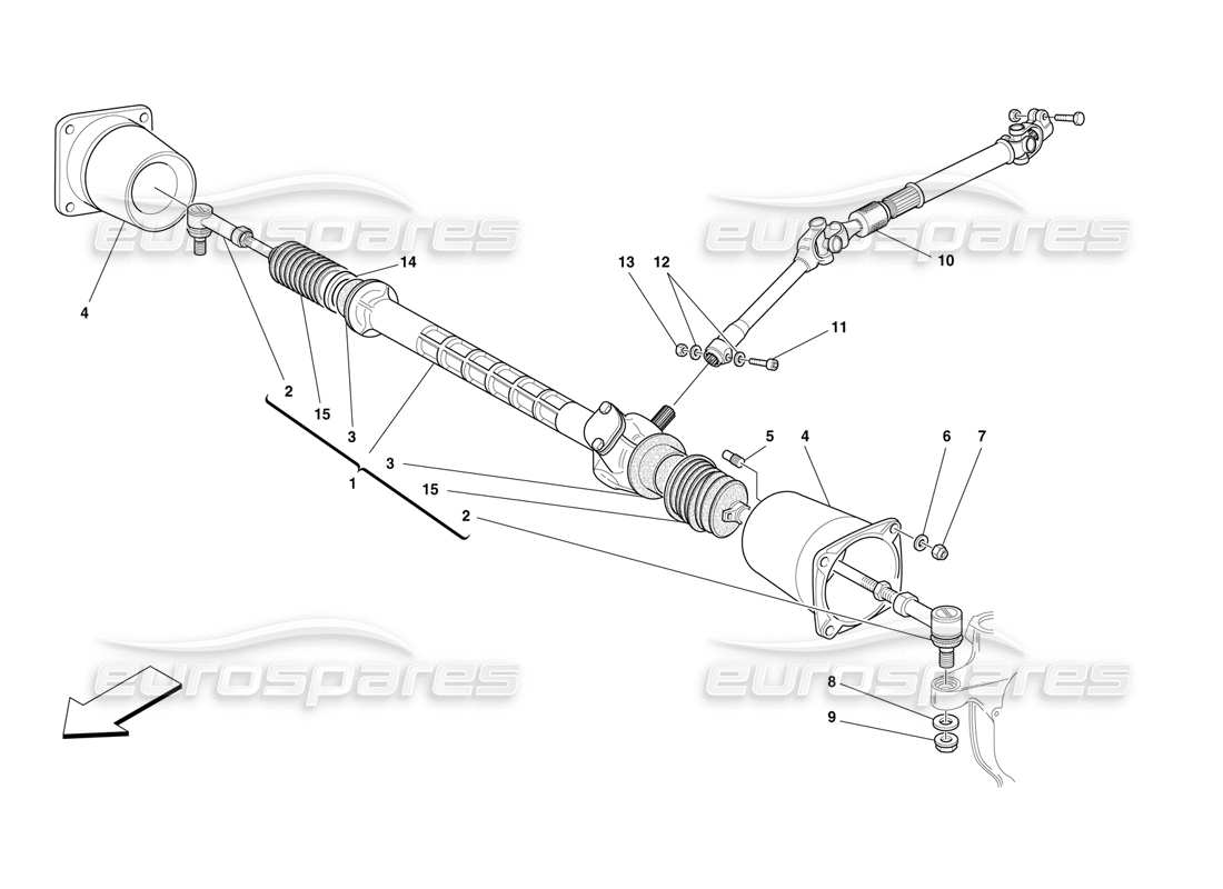 ferrari f50 caja de dirección y transmisión cardánica diagrama de piezas