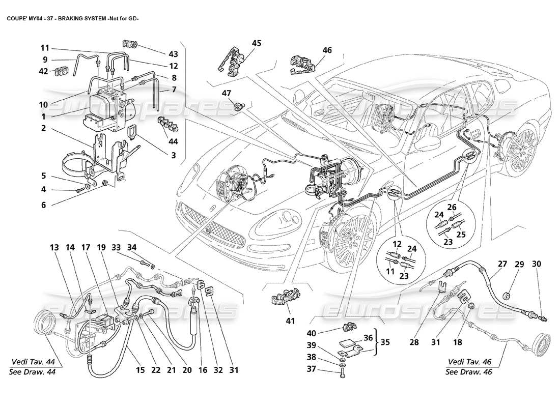 maserati 4200 coupe (2004) sistema de frenos no para gd diagrama de piezas