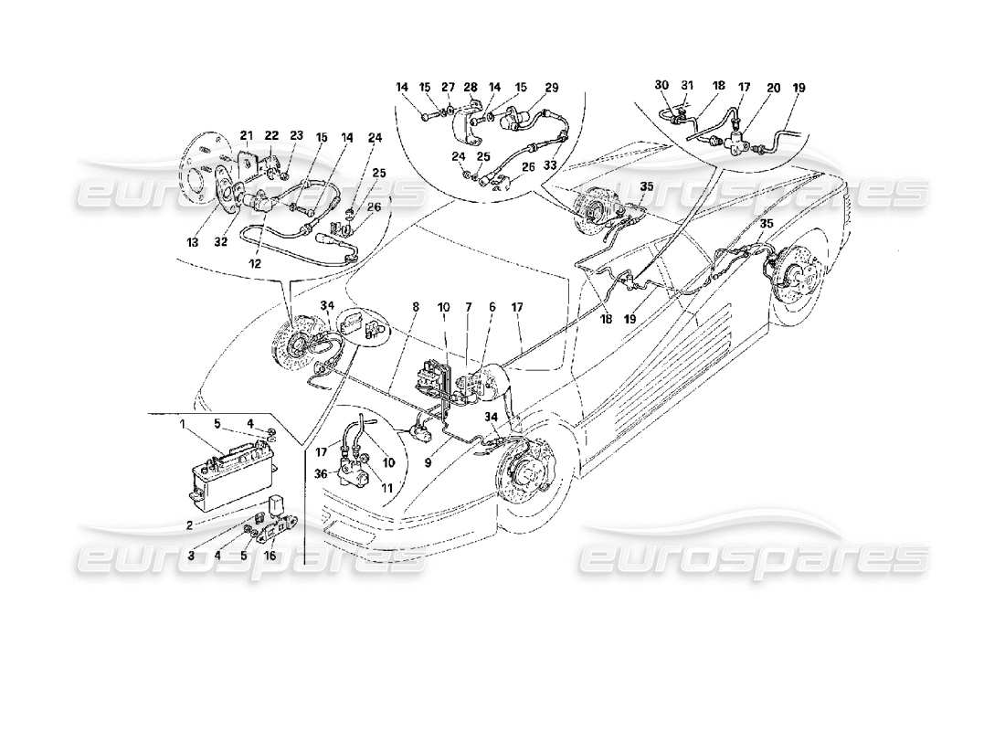 ferrari 512 m sistema de frenado diagrama de piezas