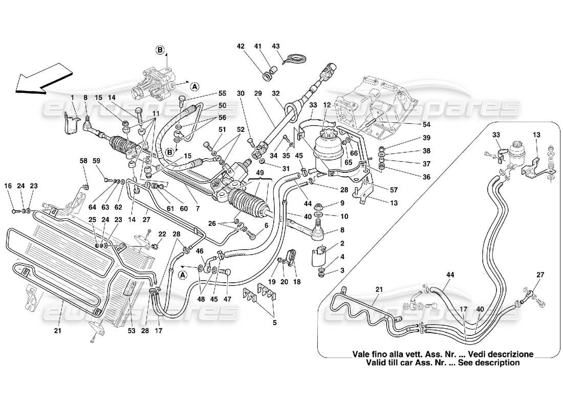 ferrari 550 maranello caja de dirección hidráulica y diagrama de piezas serpentina