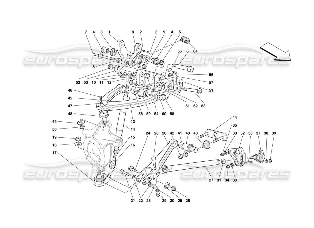 ferrari f50 suspensión delantera - horquillas diagrama de piezas