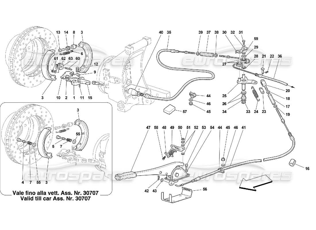 ferrari 550 maranello diagrama de piezas del control del freno de mano