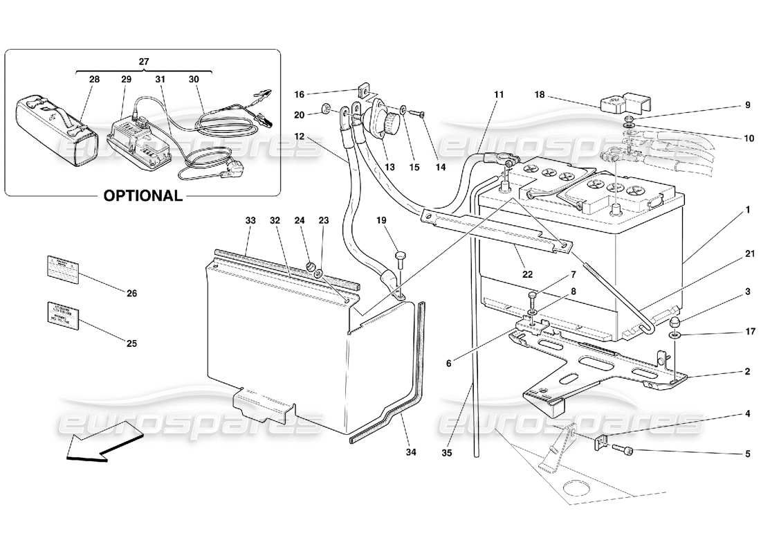 ferrari 550 maranello diagrama de piezas de la batería