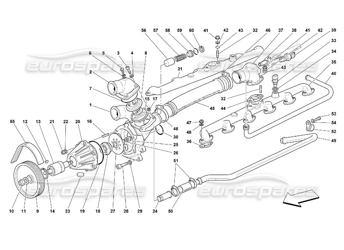 ferrari 550 maranello diagrama de piezas de la bomba de agua