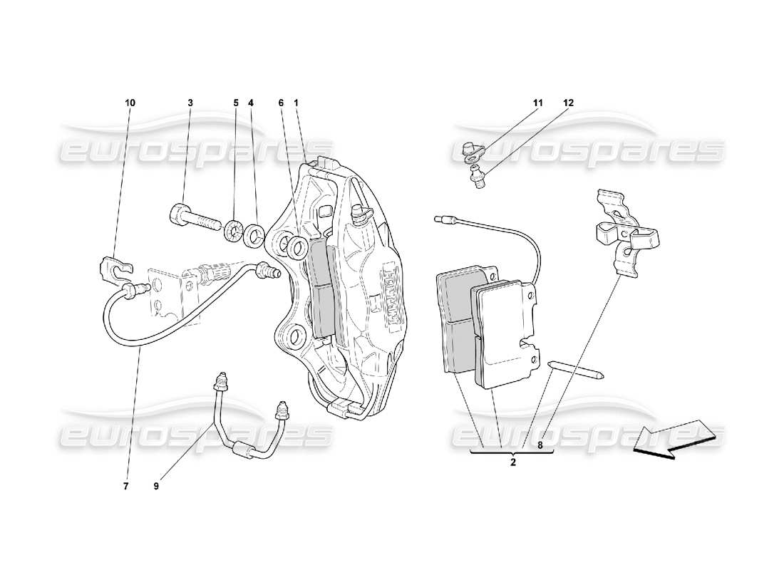 ferrari 550 maranello diagrama de piezas de la pinza del freno delantero
