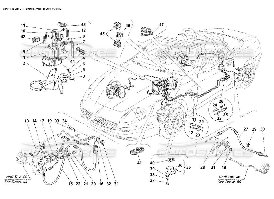 maserati 4200 spyder (2002) sistema de frenos: no para gd diagrama de piezas