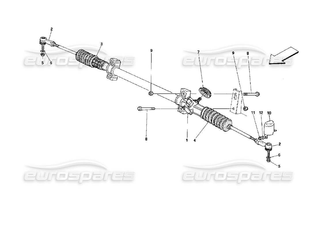 ferrari 512 m caja de dirección y varillaje diagrama de piezas