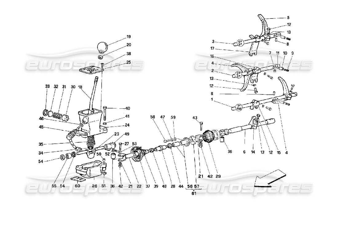 ferrari 512 m controles de la caja de cambios diagrama de piezas