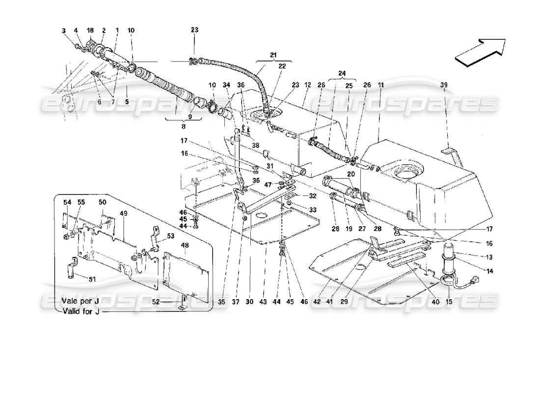 ferrari 512 m tanques de combustible diagrama de piezas