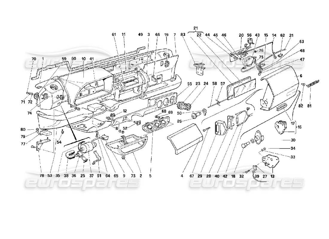 ferrari 512 m diagrama de piezas del tablero