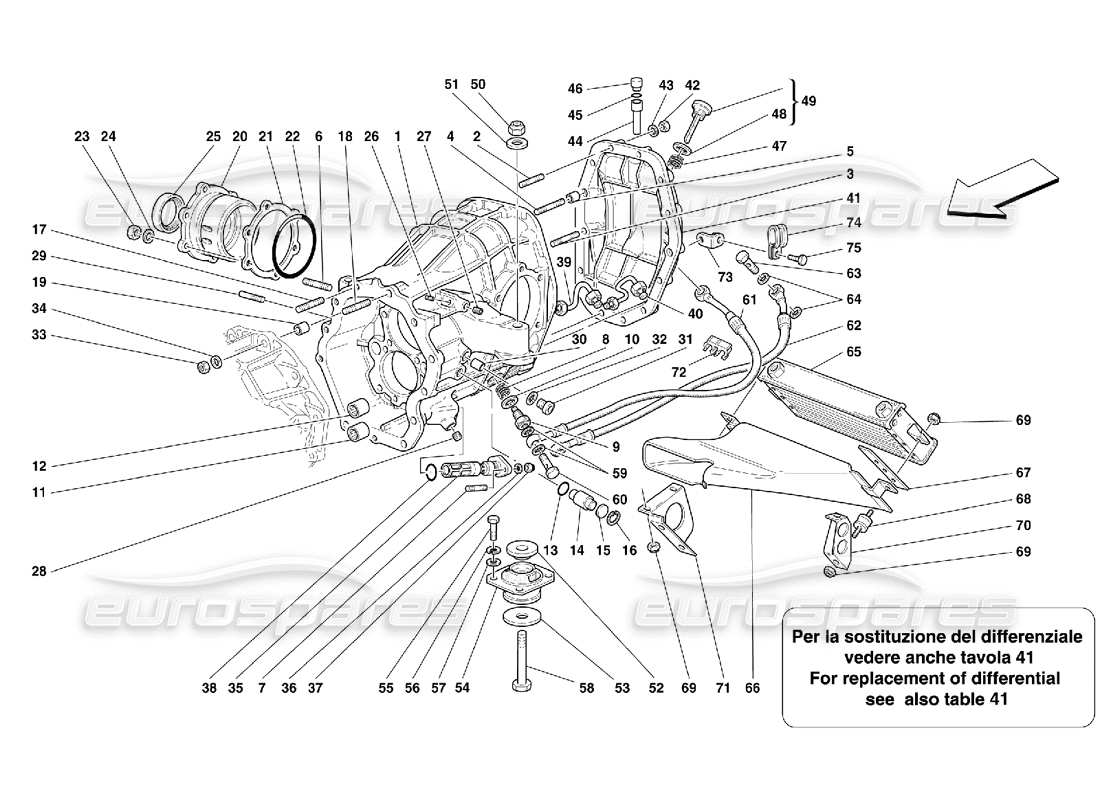 ferrari 456 m gt/m gta radiador de refrigeración del portador del diferencial y de la caja de cambios - no para 456m diagrama de piezas de gta