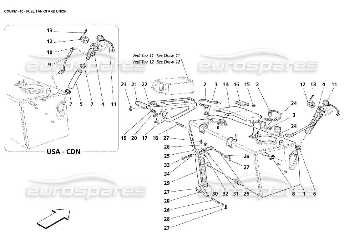 maserati 4200 coupe (2002) diagrama de piezas de unión y tanques de combustible