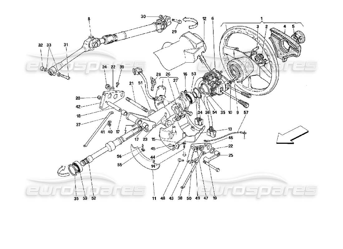 ferrari 512 m columna de dirección diagrama de piezas