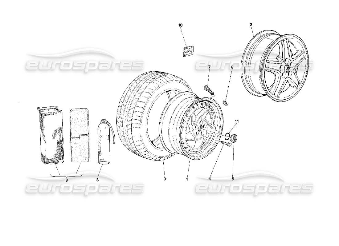 ferrari 512 m diagrama de piezas de ruedas