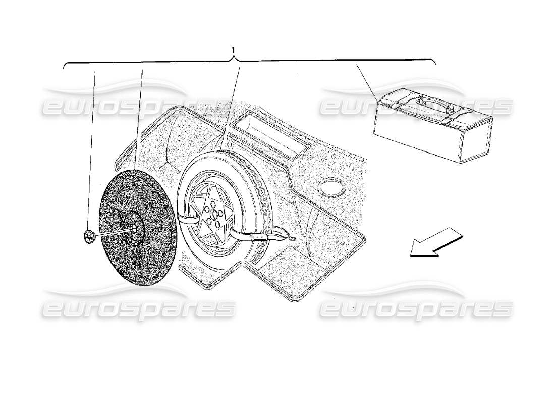 ferrari 512 m rueda de repuesto y equipo: opcional diagrama de piezas