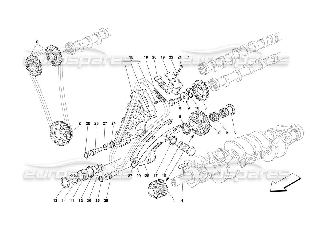 ferrari f50 sincronización - controles diagrama de piezas