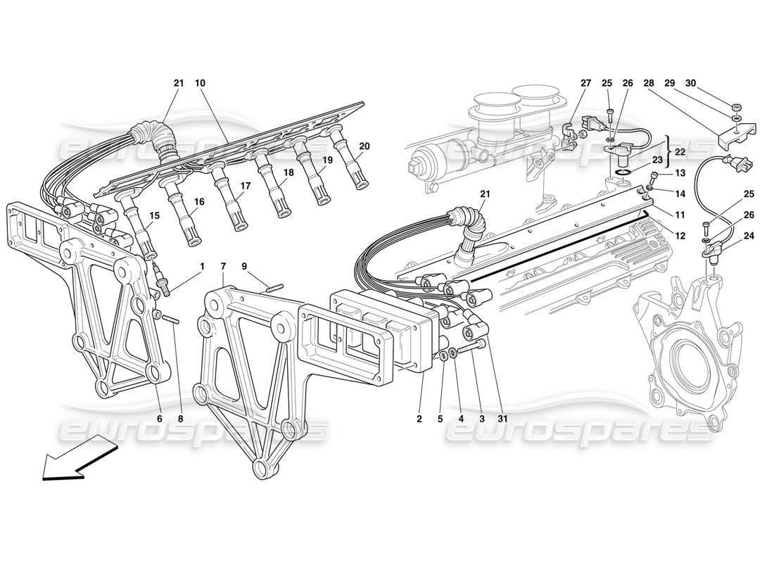 ferrari f50 sistema de encendido diagrama de piezas