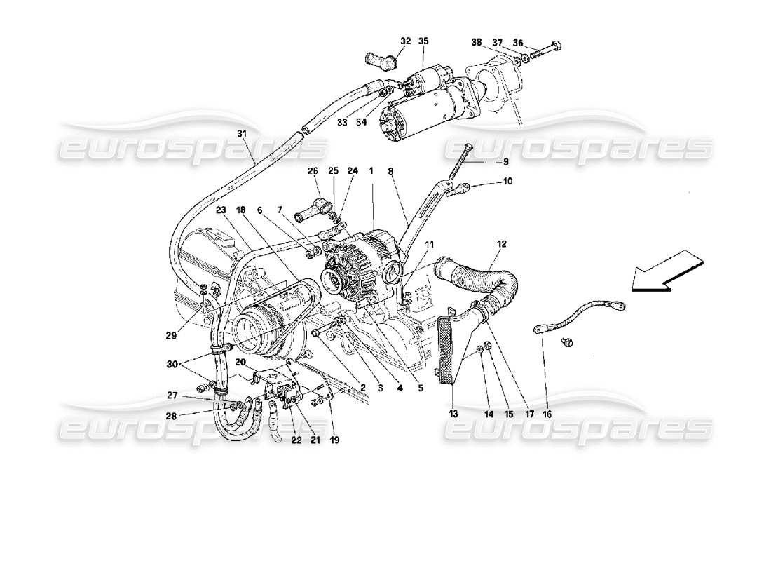 ferrari 512 m generador de corriente diagrama de piezas