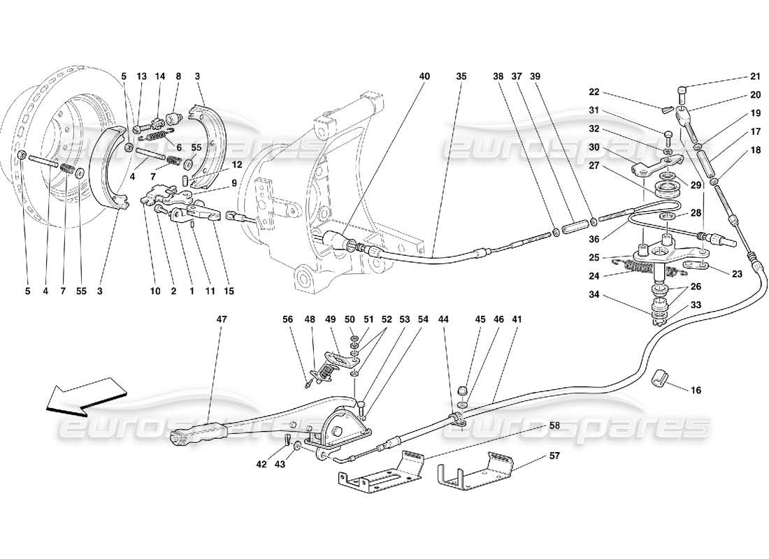 ferrari 456 m gt/m gta control del freno de mano: no para 456m diagrama de piezas de gta