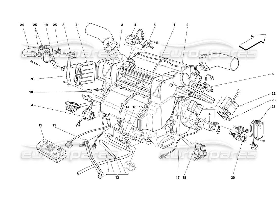 ferrari 456 m gt/m gta unidad evaporadora y controles diagrama de piezas
