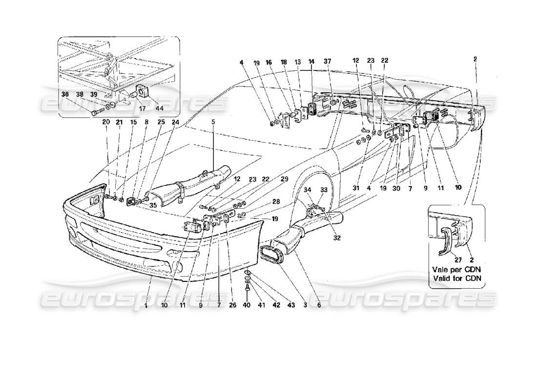 ferrari 512 m diagrama de piezas de parachoques