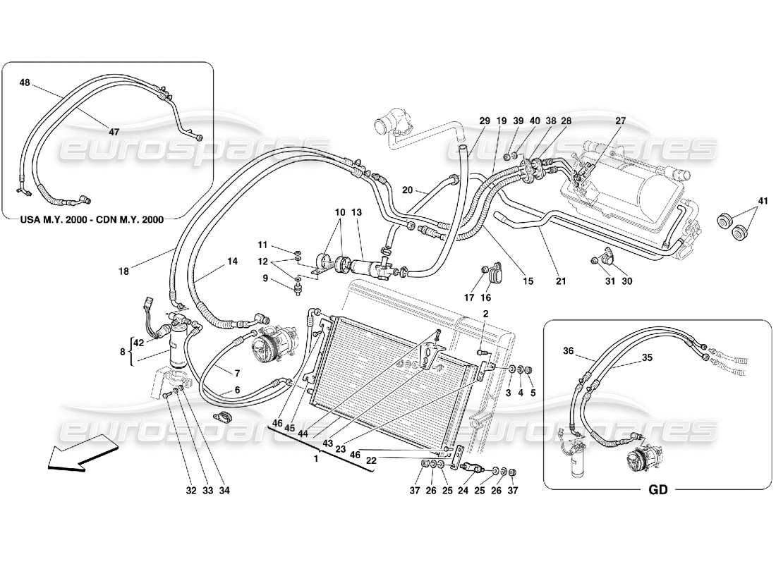 ferrari 456 m gt/m gta diagrama de piezas del sistema de aire acondicionado
