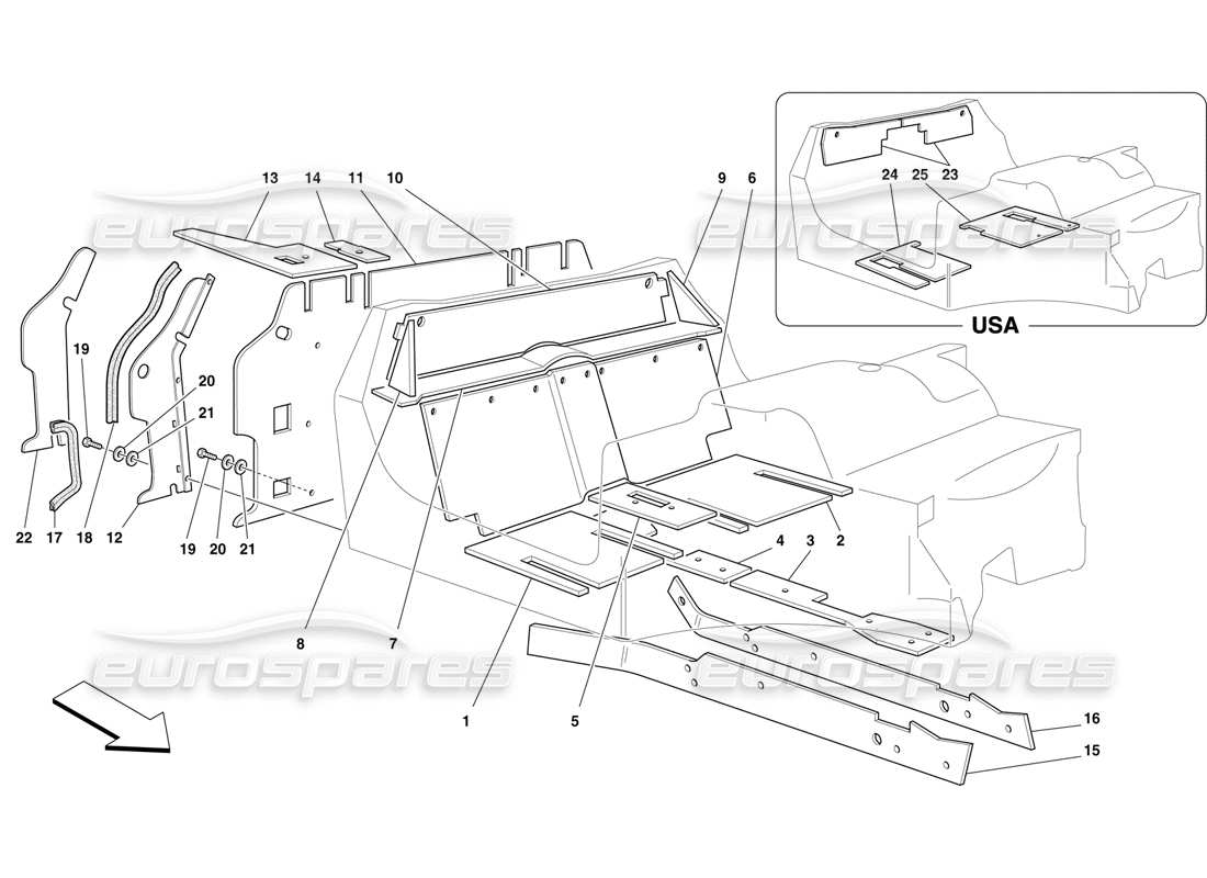 ferrari f50 aislamientos del habitáculo diagrama de piezas