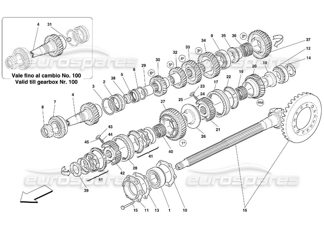 ferrari 456 m gt/m gta engranajes del eje de apoyo: no para 456m diagrama de piezas de gta