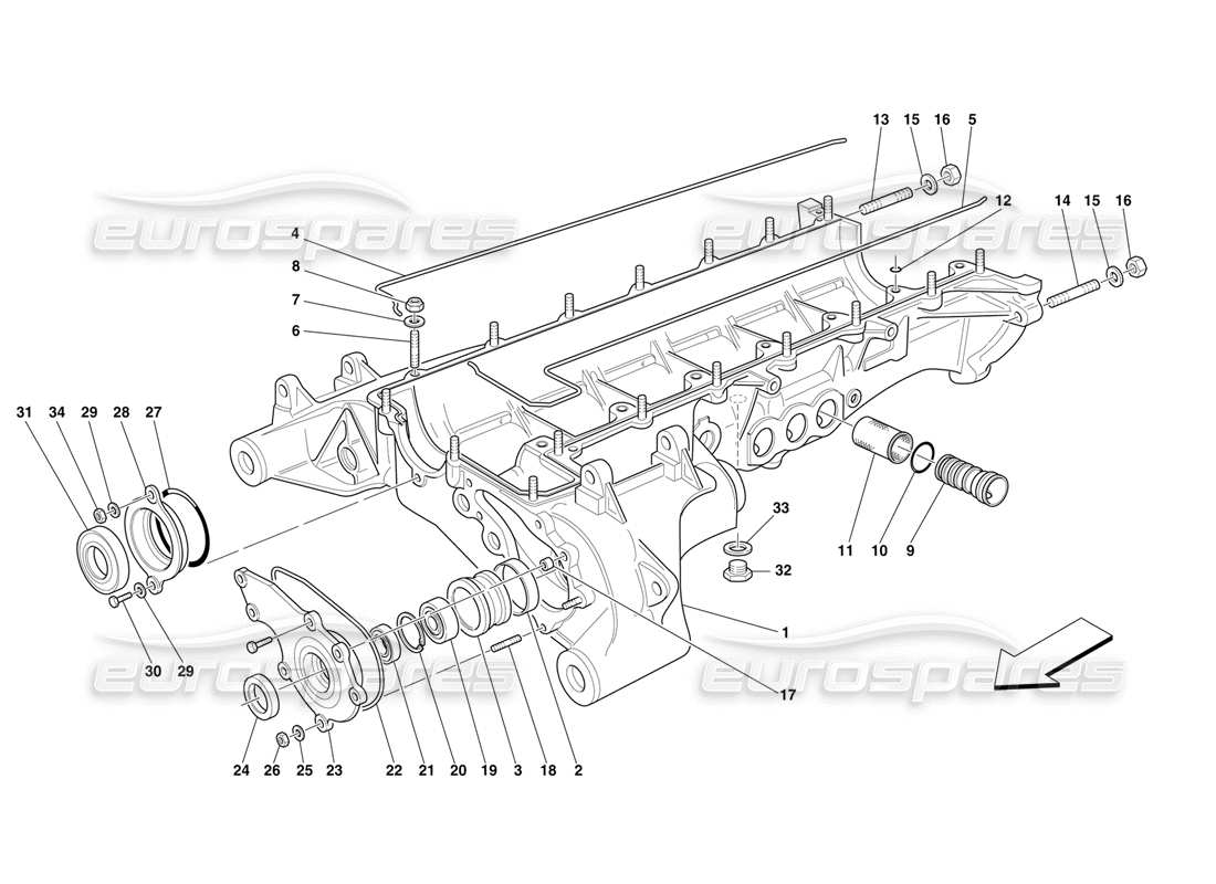 ferrari f50 cárter de aceite y cubierta diagrama de piezas