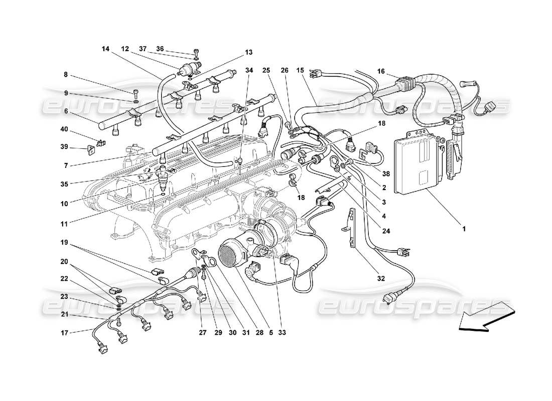 ferrari 550 maranello diagrama de piezas del dispositivo de inyección