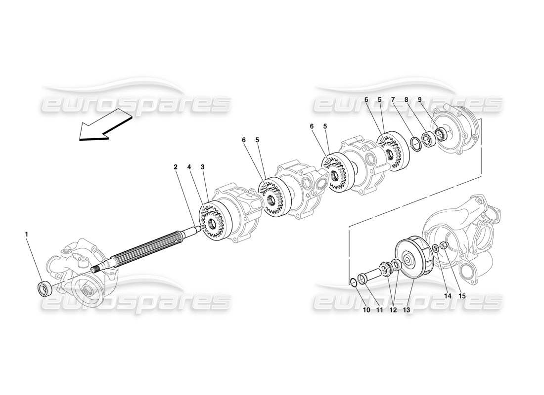 ferrari f50 bomba de aceite-agua - piezas internas diagrama de piezas