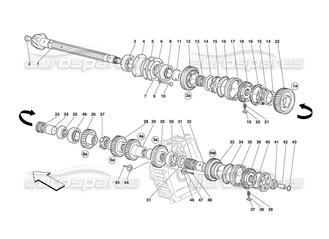 ferrari f50 eje de paso de la caja de cambios diagrama de piezas