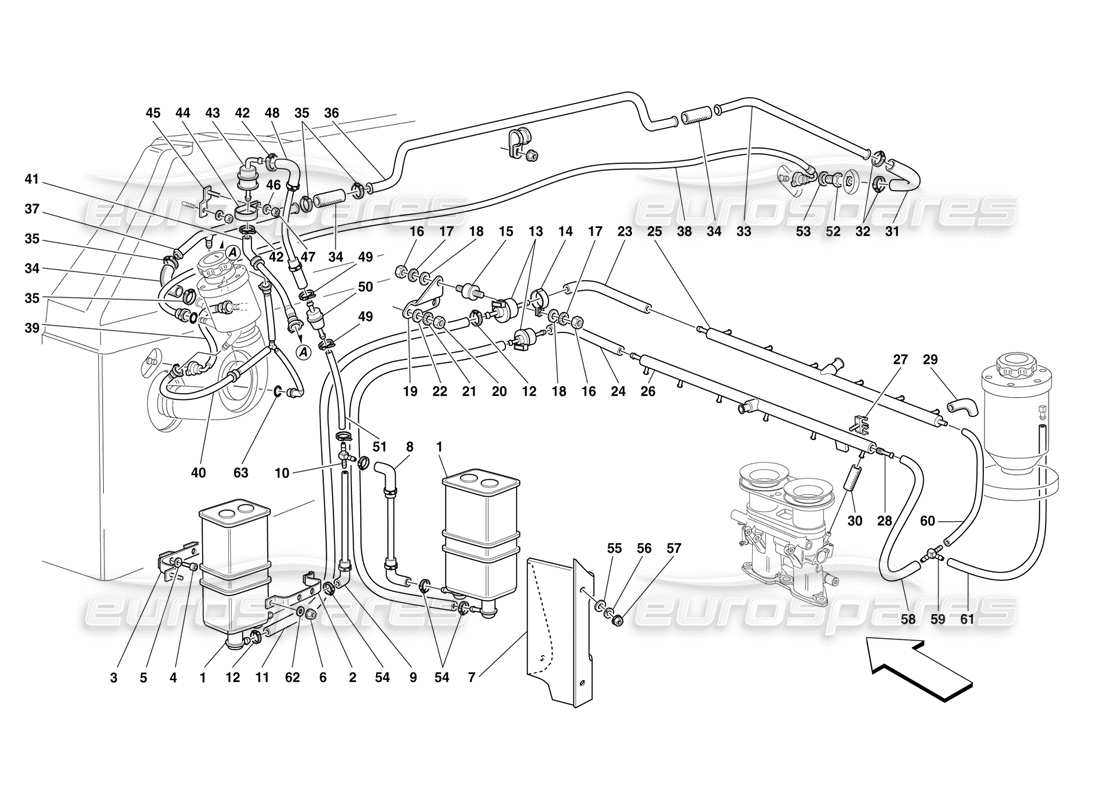 ferrari f50 dispositivo antievaporación diagrama de piezas