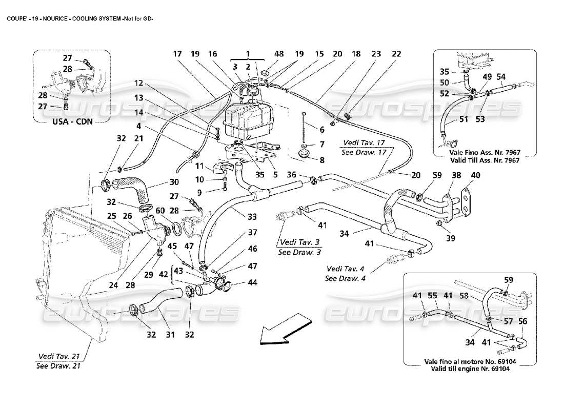 maserati 4200 coupe (2002) nourice - sistema de refrigeración - no para diagrama de piezas gd