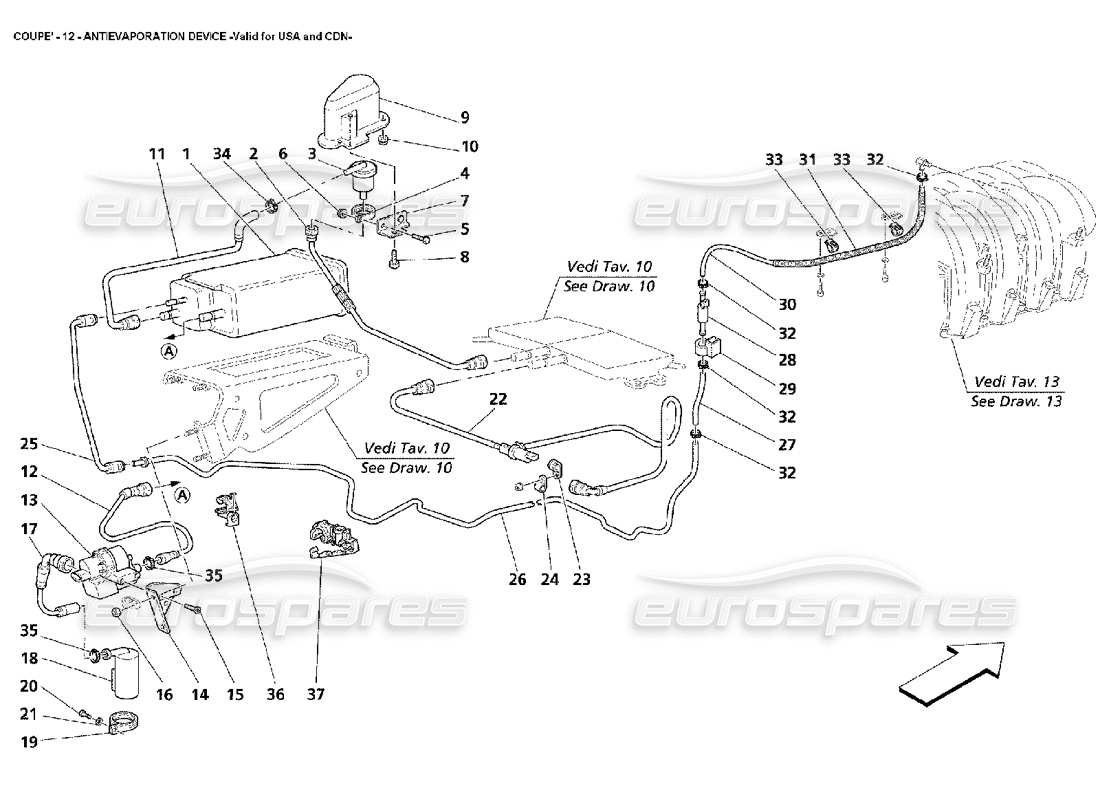 maserati 4200 coupe (2002) antievaporation device -valid for usa and cdn part diagram