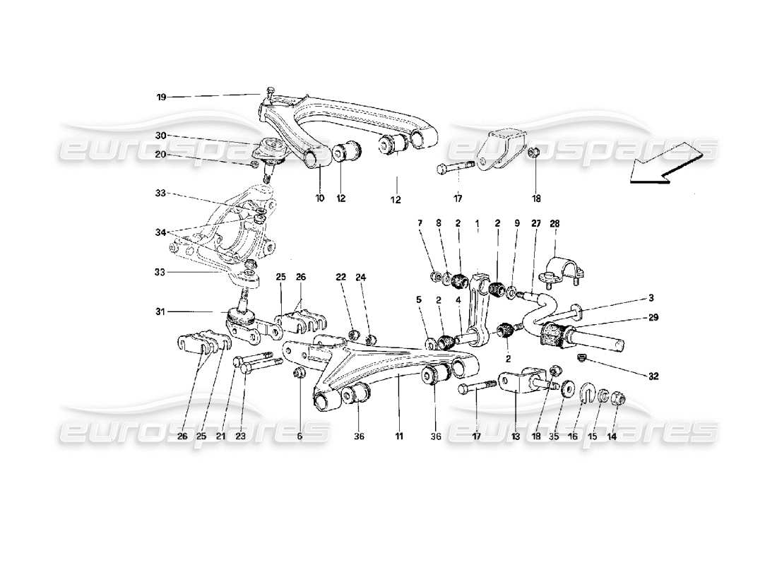ferrari 512 m suspensión delantera - horquillas diagrama de piezas