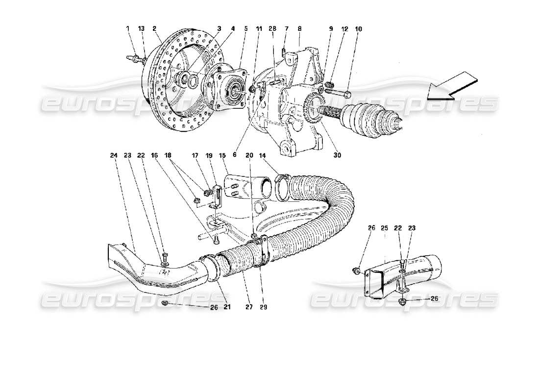 ferrari 512 m suspensión trasera - disco de freno diagrama de piezas