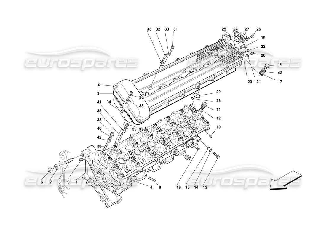 ferrari f50 diagrama de piezas de la culata izquierda