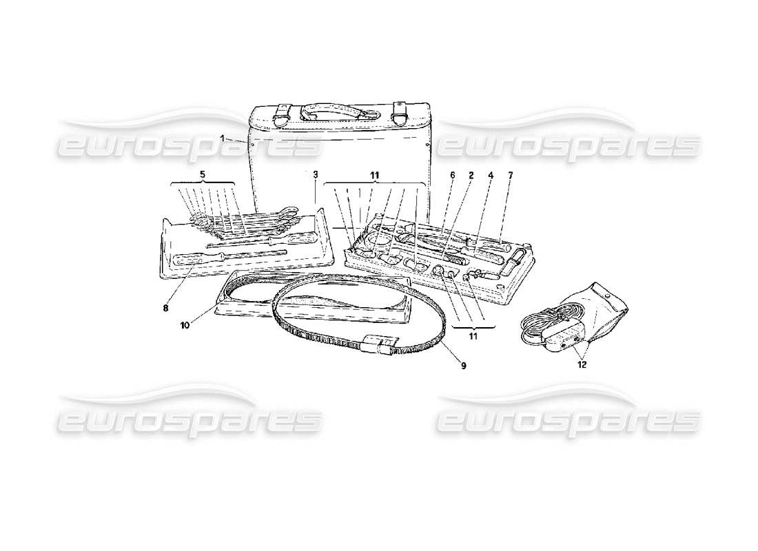 ferrari 512 m diagrama de piezas del kit de herramientas y del equipo