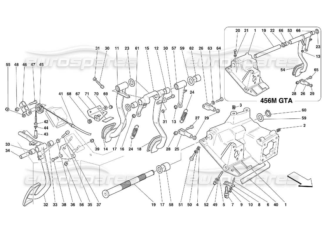 ferrari 456 m gt/m gta control de pedales y acelerador -válido para gd diagrama de piezas
