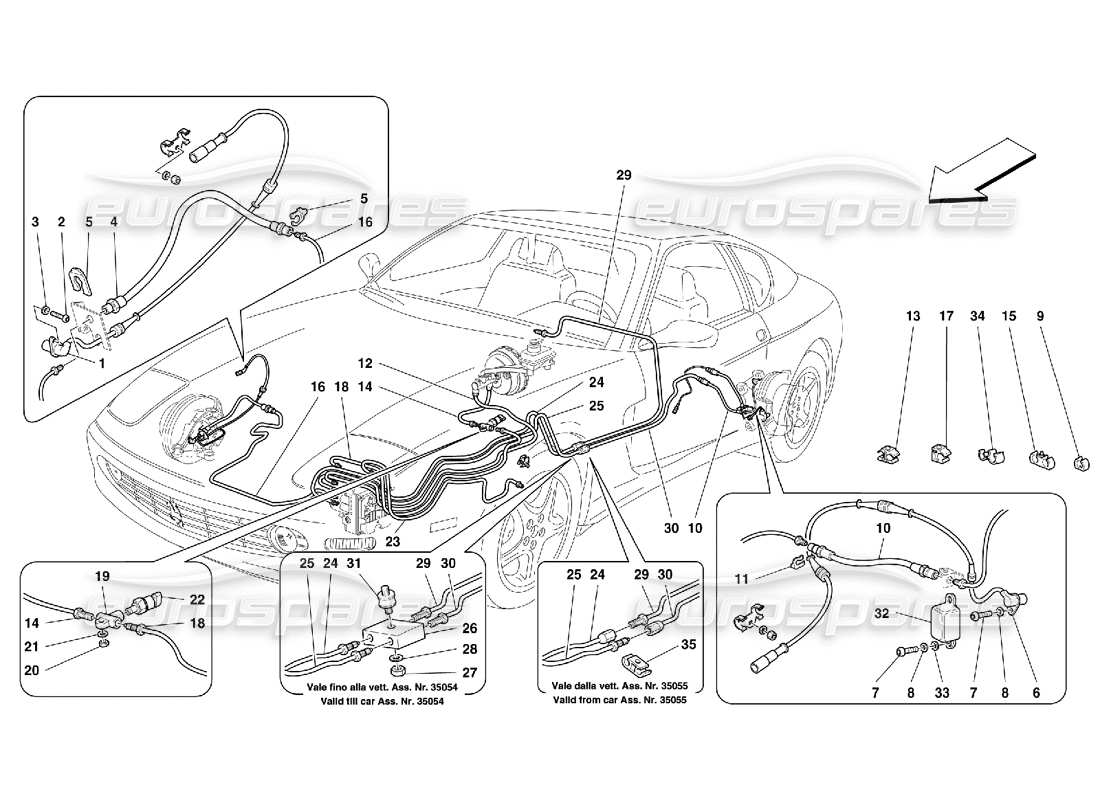 ferrari 456 m gt/m gta sistema de frenos - no para diagrama de piezas gd