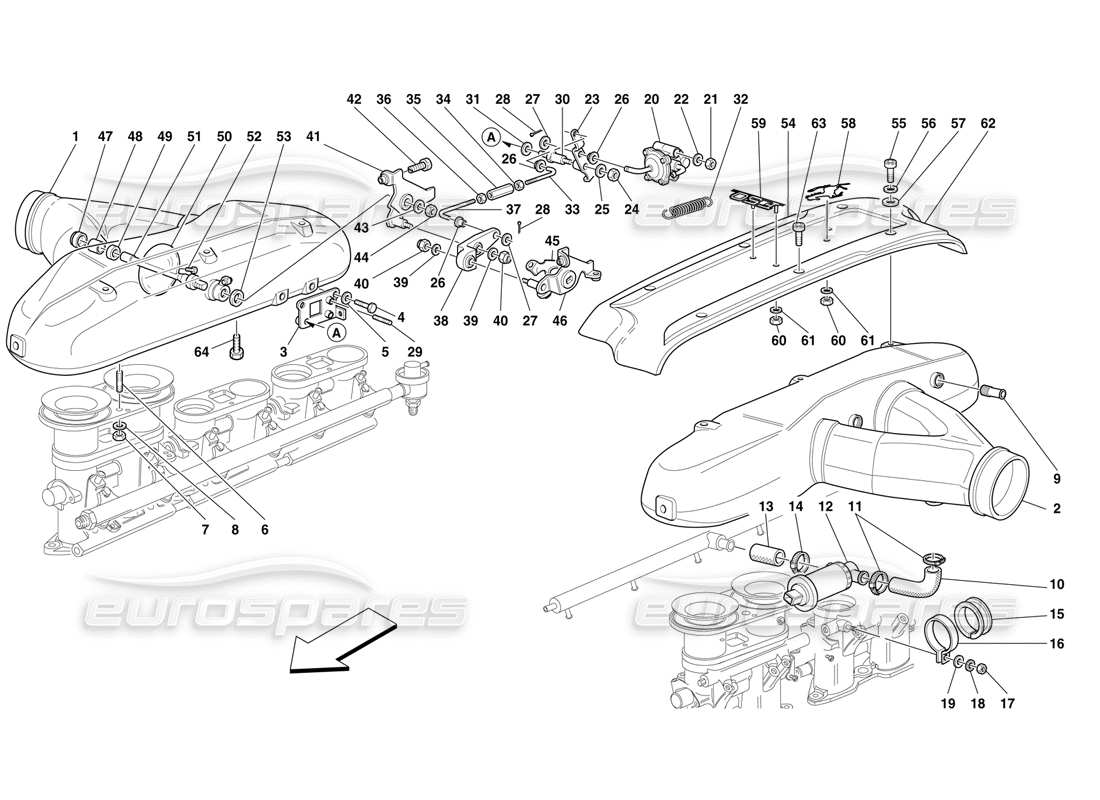 ferrari f50 cajas de aire y controles diagrama de piezas