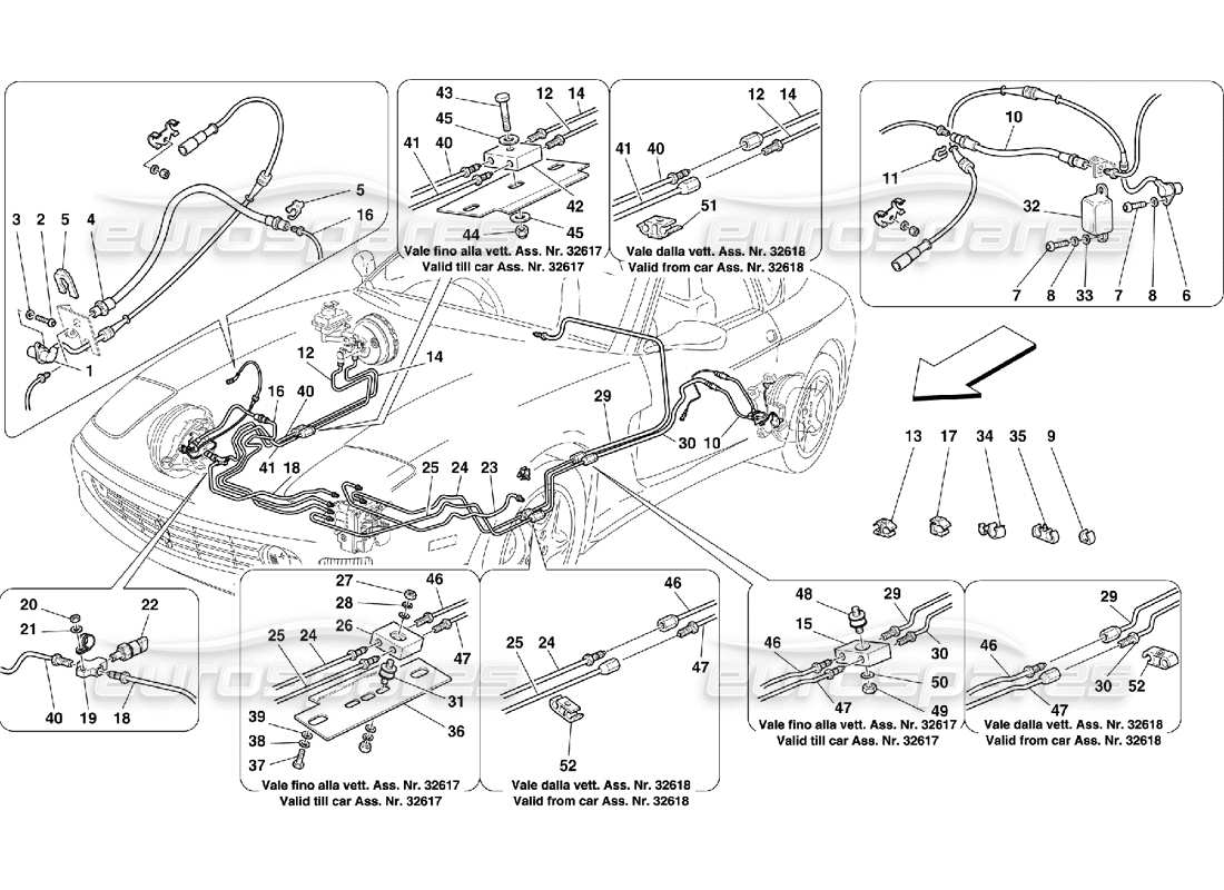 ferrari 456 m gt/m gta sistema de frenos - válido para gd diagrama de piezas